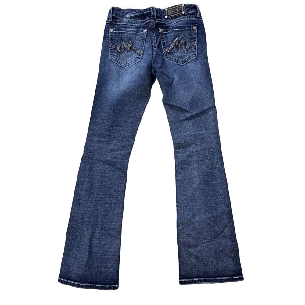 Miss Me Womens Signature Boot Cut Jeans Size 27 Embellished Pocket Mid Rise Blue - Picture 8 of 12